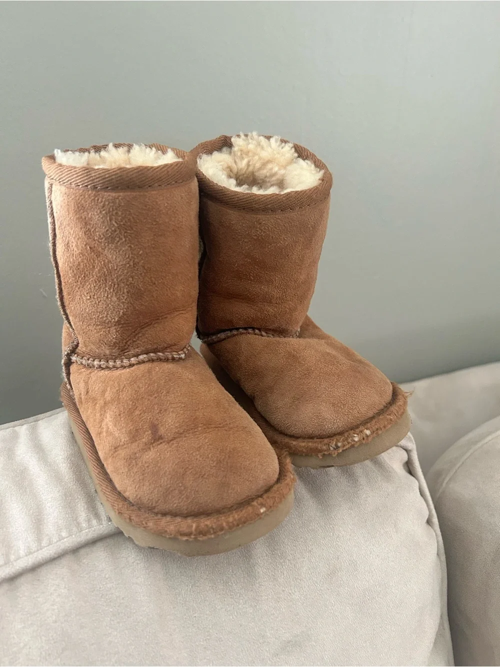 UGG Kids Chestnut Tan Sheepskin Boots Pair
